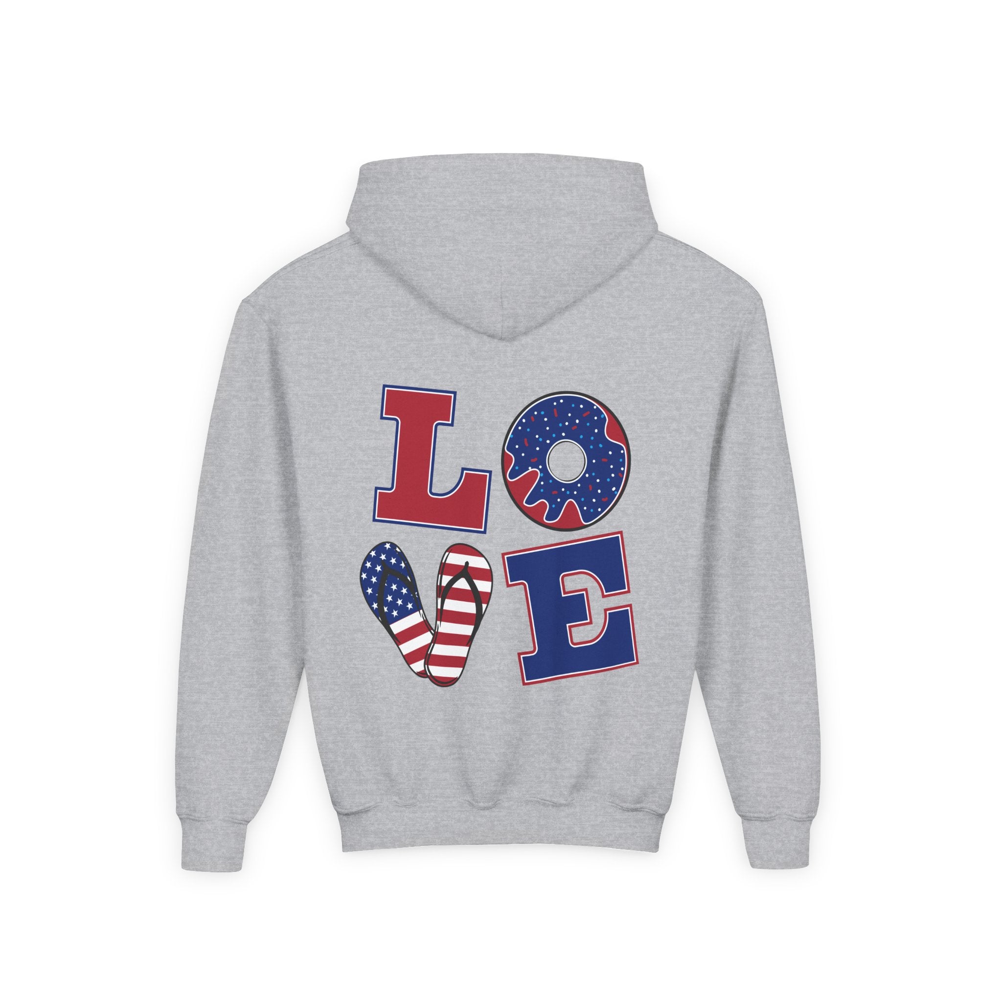 Youth Hoodie - Cute Black Cat "You’re Purrfect" Heart & Patriotic LOVE Design