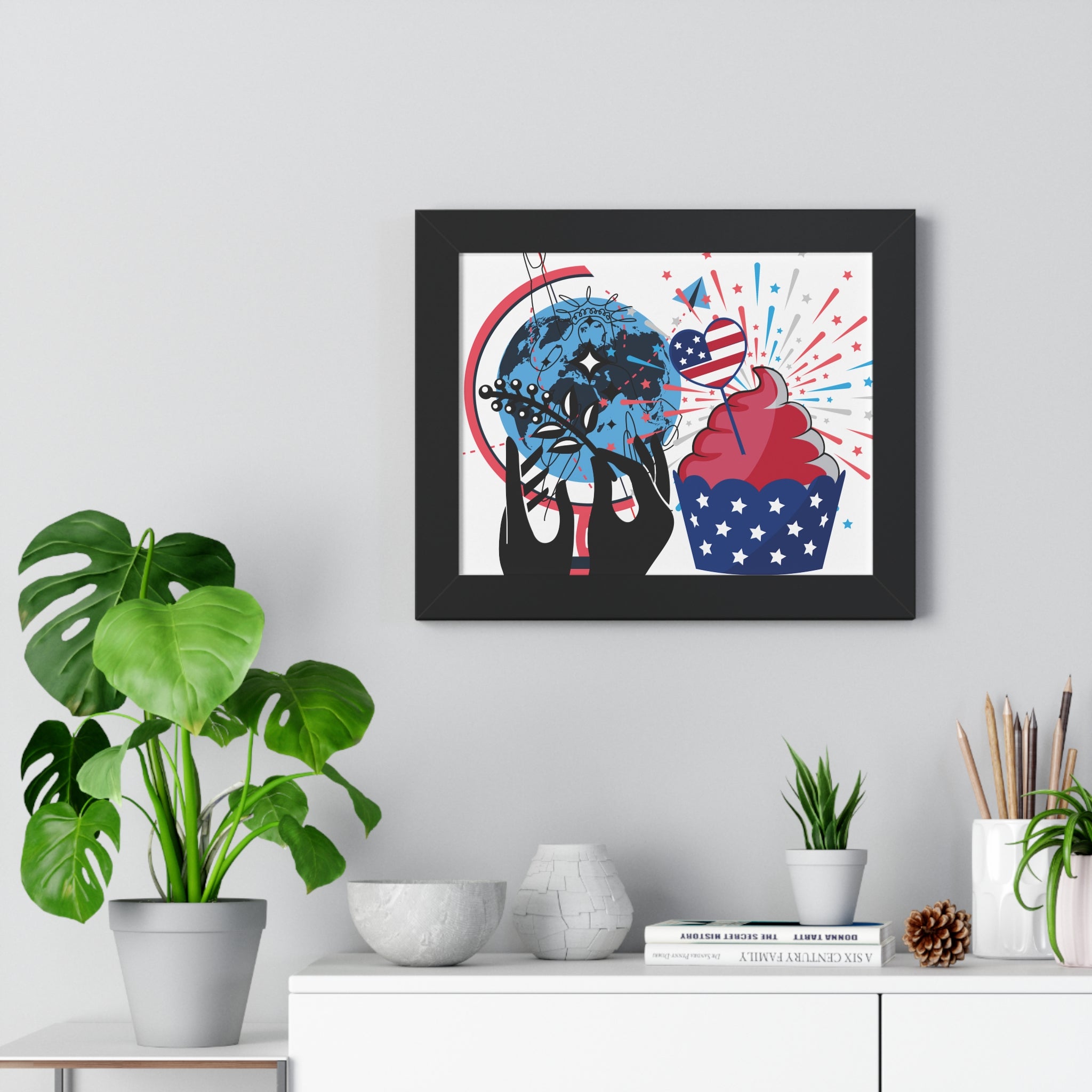 Copy of Framed Poster — Patriotic Cupcake & Skull Fourth of July Wall Art