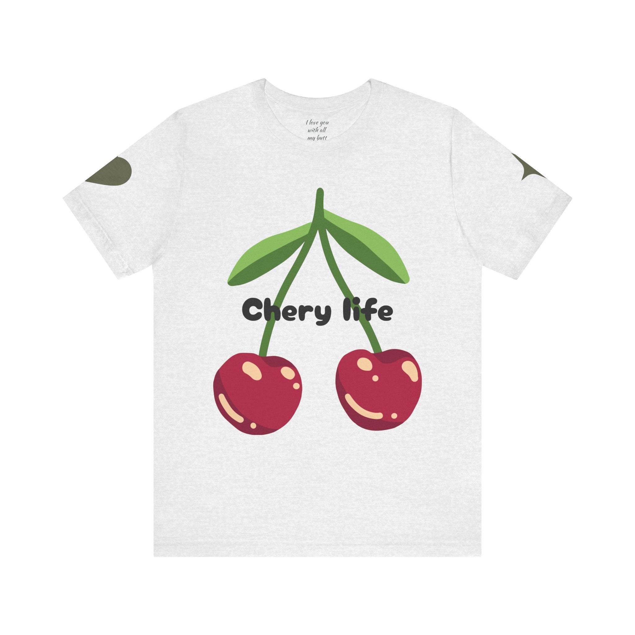 Cherry Life Tee — Cute Cherry & Heart Graphic Short Sleeve Shirt