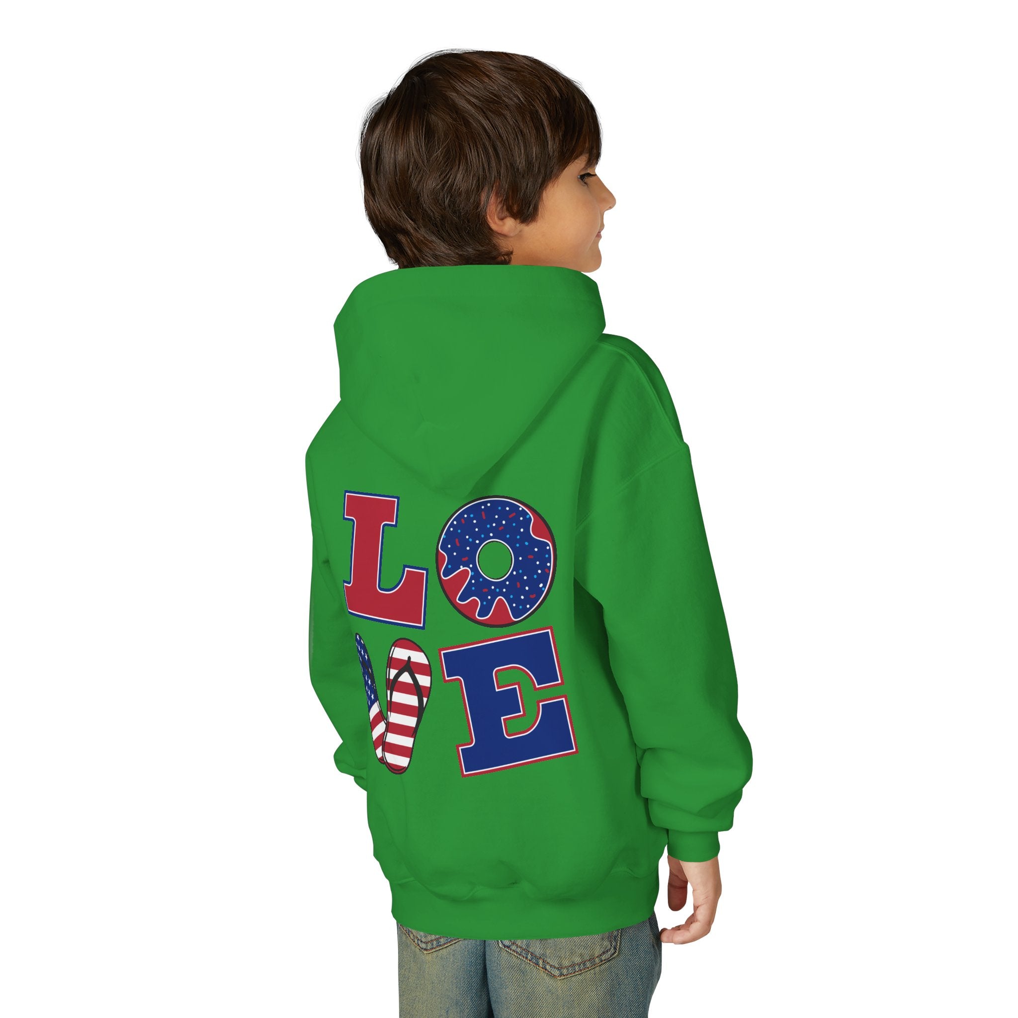 Youth Hoodie - Cute Black Cat "You’re Purrfect" Heart & Patriotic LOVE Design