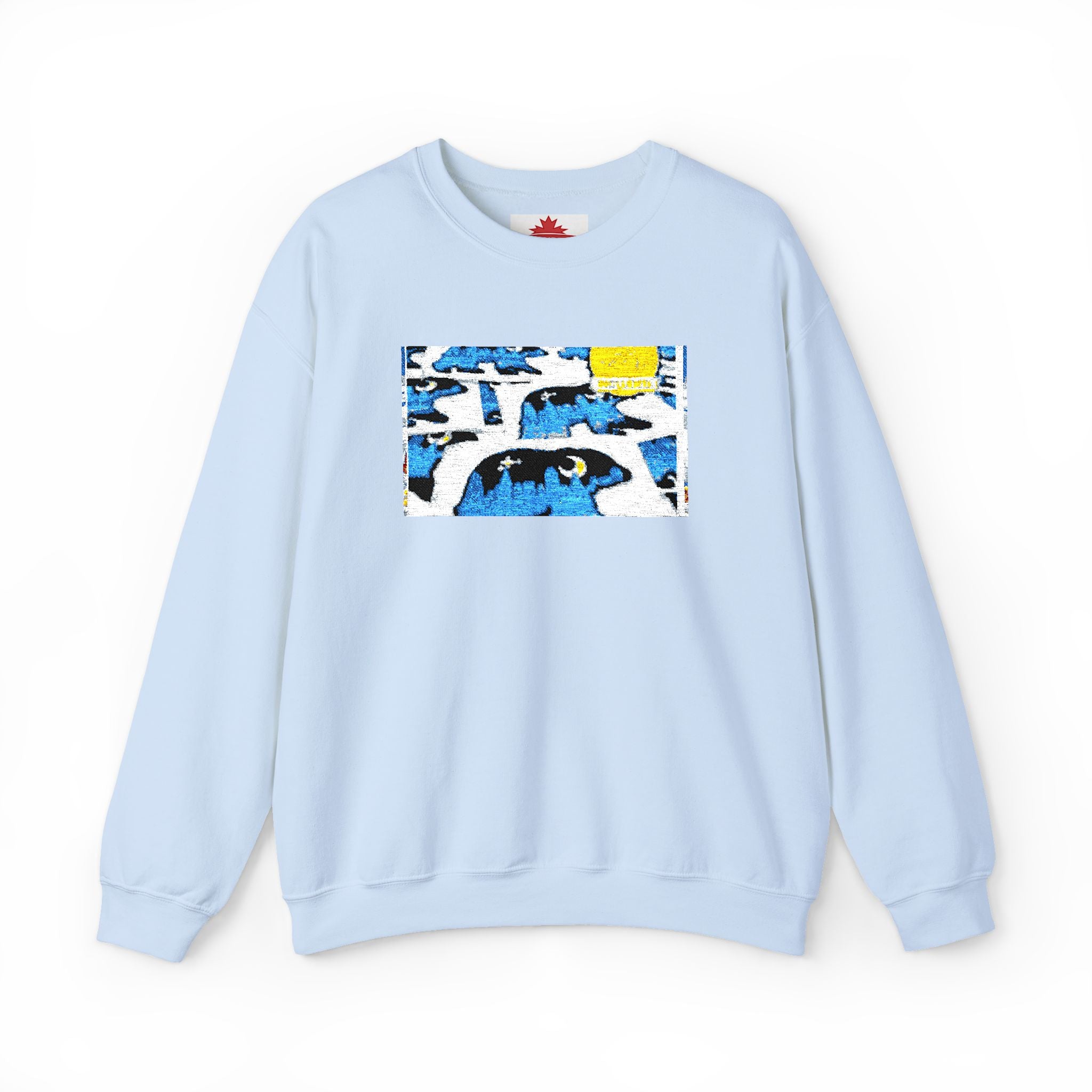 Crewneck Sweatshirt — Abstract Surf Wave Design (Blue & Yellow)