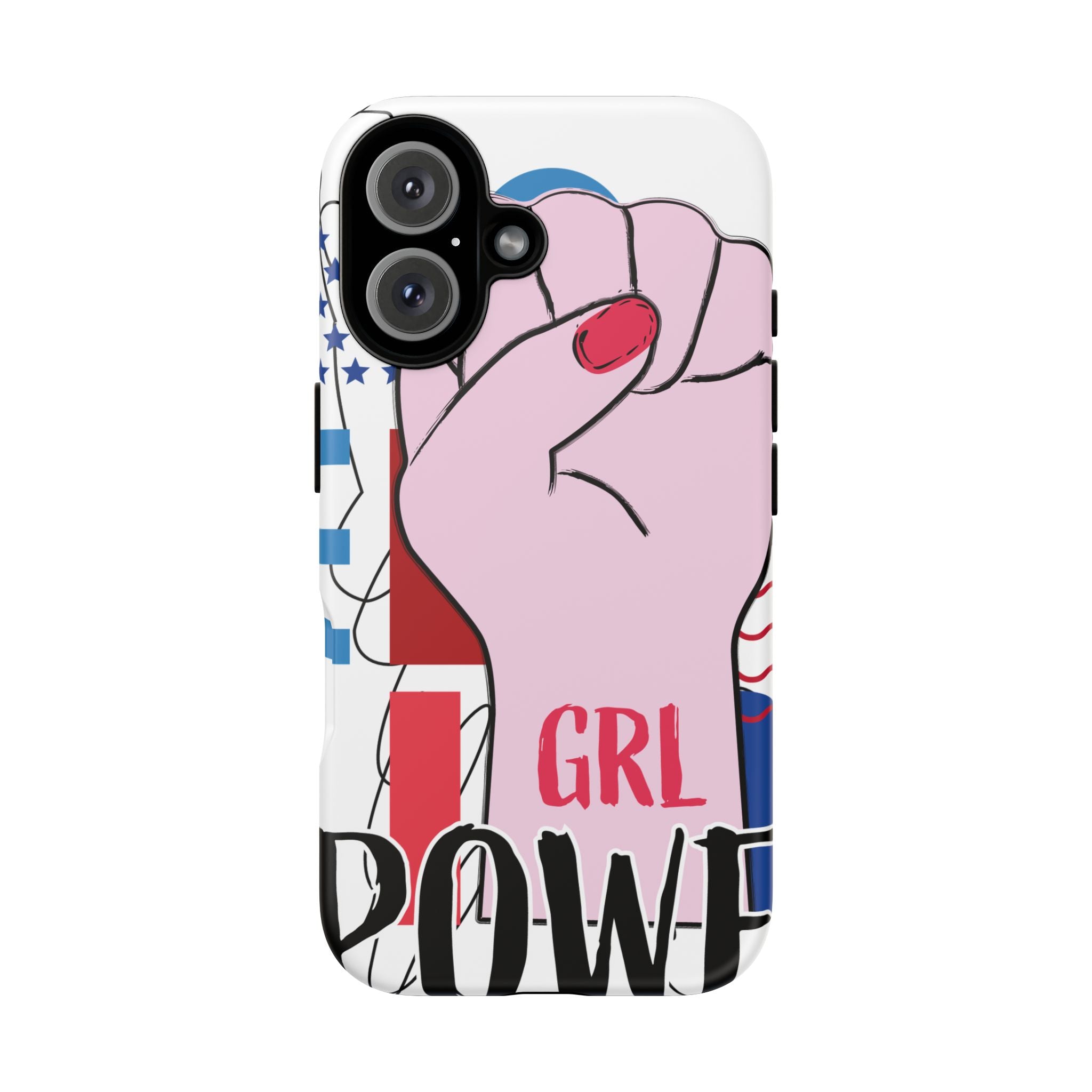 Phone Case - GRL POWER Feminist Fist with American Flag Design